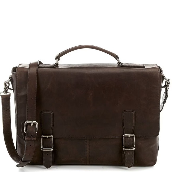 Frye Logan Top Handle Leather Women / Men Briefcase Slate Brown AUTHENTIC NEW - Picture 12 of 15
